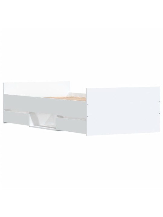 Gultas rāmis ar galvgali un kājgali, balts, 90x200 cm