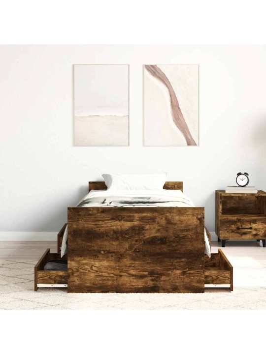 Gultas rāmis ar galvgali un kājgali, koka krāsa, 90x200 cm