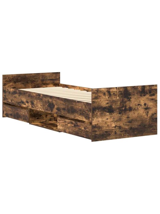 Gultas rāmis ar galvgali un kājgali, koka krāsa, 90x200 cm
