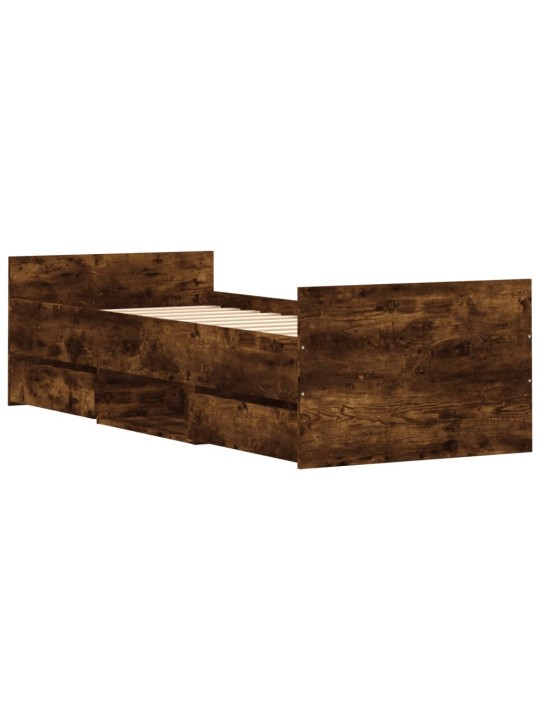 Gultas rāmis ar galvgali un kājgali, koka krāsa, 75x190 cm