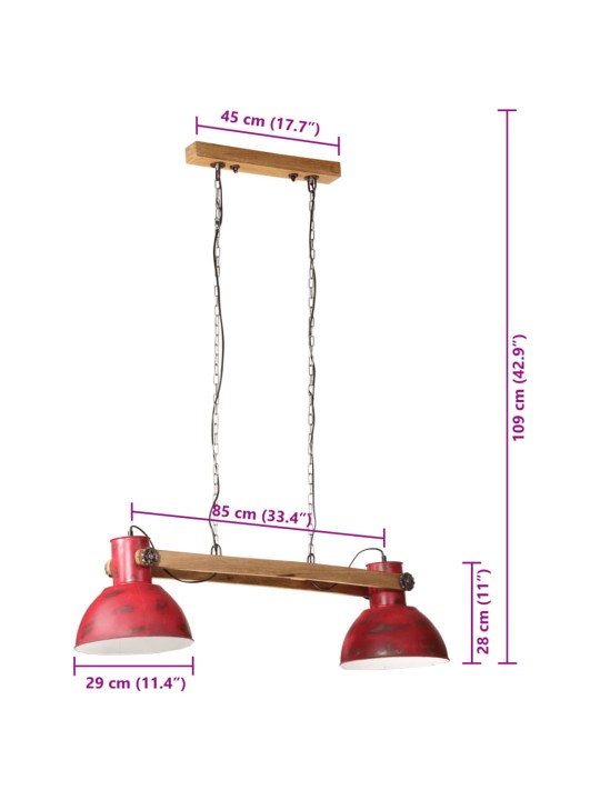 Griestu lampa 25 w, bružāti sarkana, 85x28x109 cm, e27