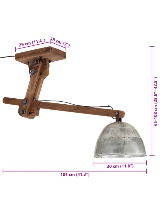 Sienas lampa 25 w, vintāžas, sudraba krāsa, 105x30x65-108cm e27
