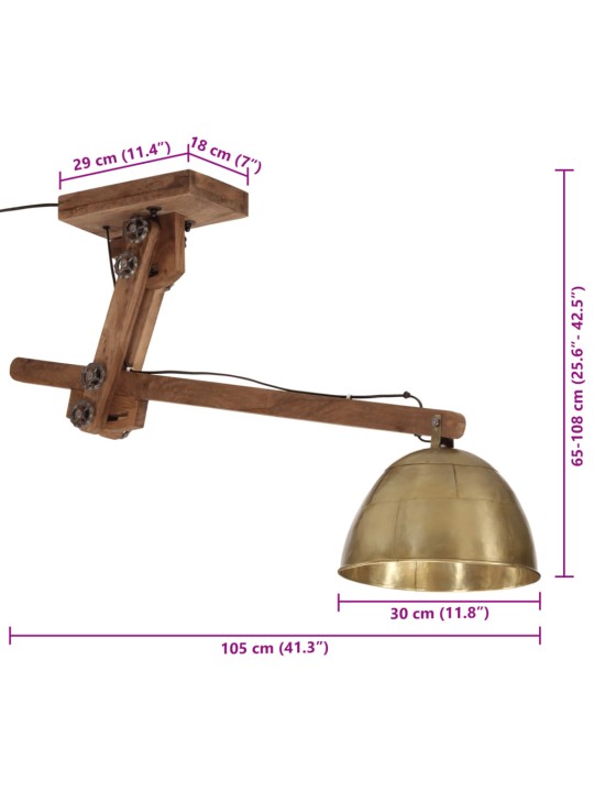 Sienas lampa 25 w, antīka misiņa krāsa, 105x30x65-108 cm, e27