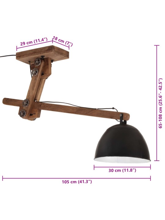 Sienas lampa 25 w, vintāžas, melna, 105x30x65-108 cm, e27