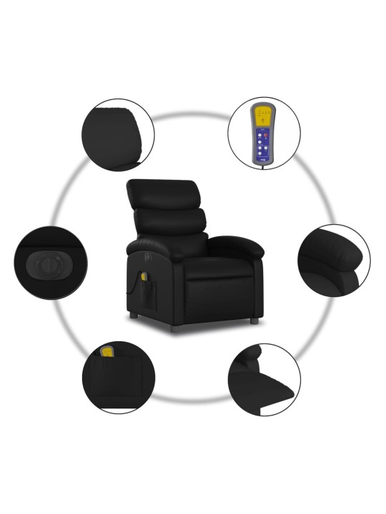 Elektrisks masāžas krēsls, atgāžams, melna mākslīgā āda