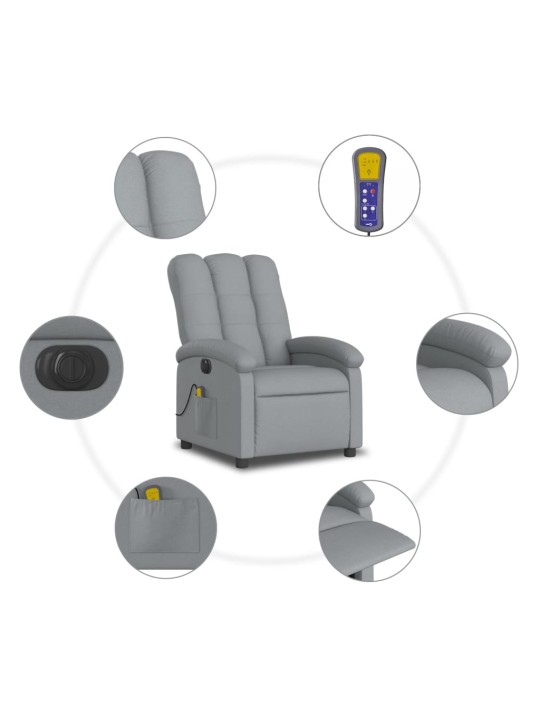 Elektrisks masāžas krēsls, atgāžams, gaiši pelēks audums