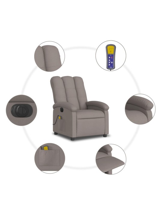 Elektrisks masāžas krēsls, atgāžams, pelēkbrūns audums