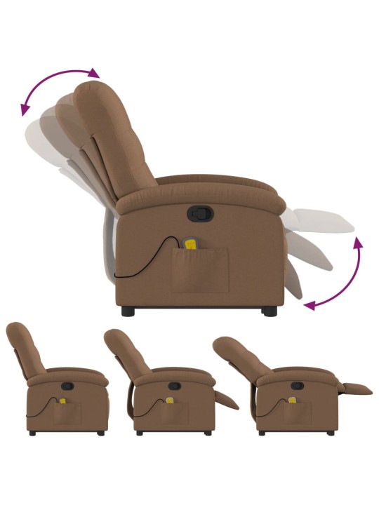 Masāžas krēsls, paceļams, atgāžams, brūns audums