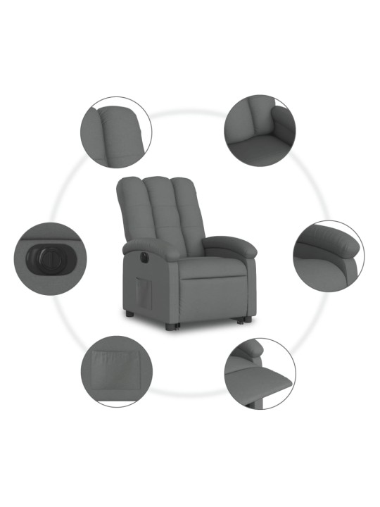 Elektrisks atpūtas krēsls, paceļams, atgāžams, pelēks audums