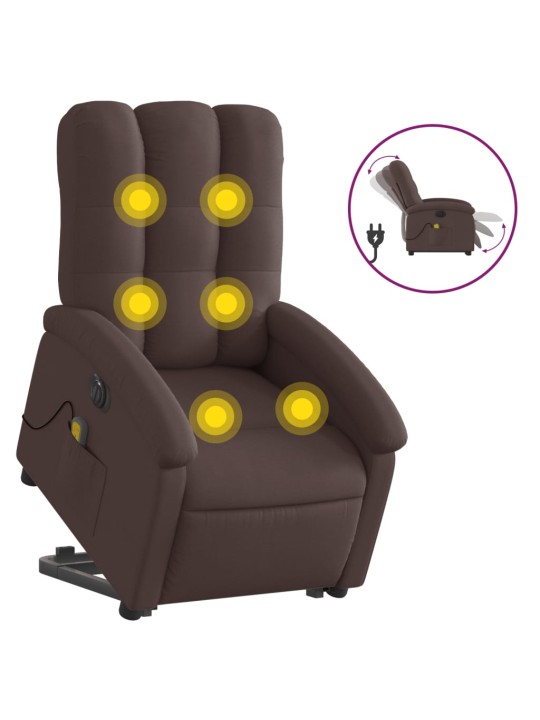 Elektrisks masāžas krēsls, paceļams, atgāžams, brūns audums