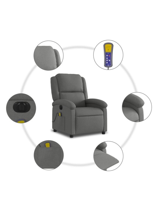 Elektrisks masāžas krēsls, atgāžams, tumši pelēks audums