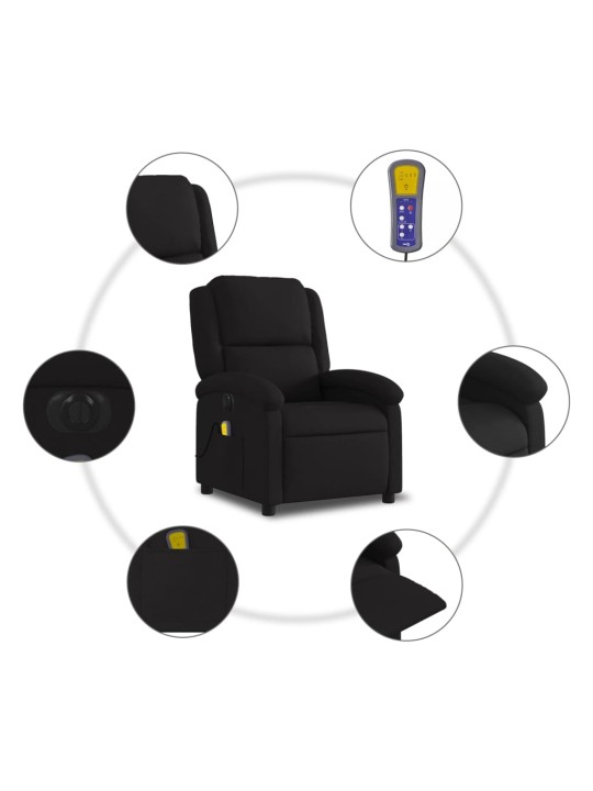 Elektrisks masāžas krēsls, atgāžams, melns audums