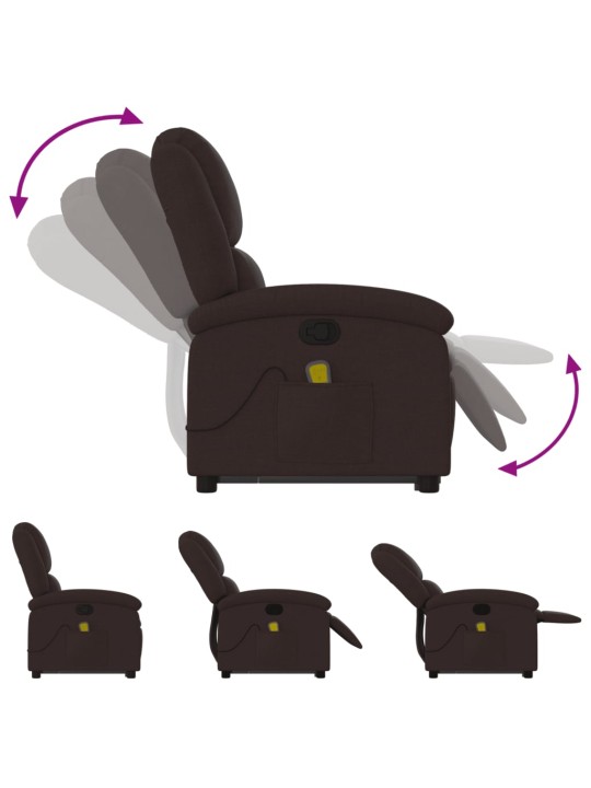 Masāžas krēsls, paceļams, atgāžams, tumši brūns audums