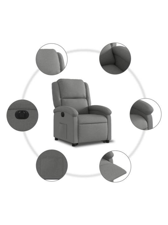 Elektrisks atpūtas krēsls, paceļams, atgāžams, pelēks audums