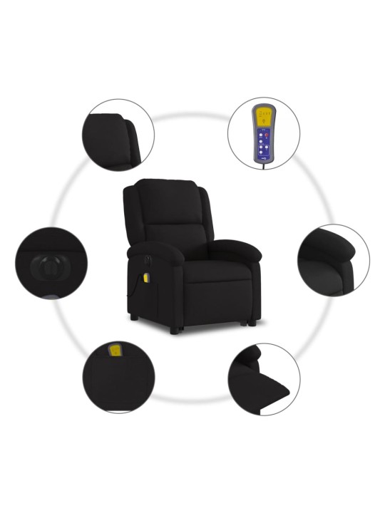 Elektrisks masāžas krēsls, paceļams, atgāžams, melns audums