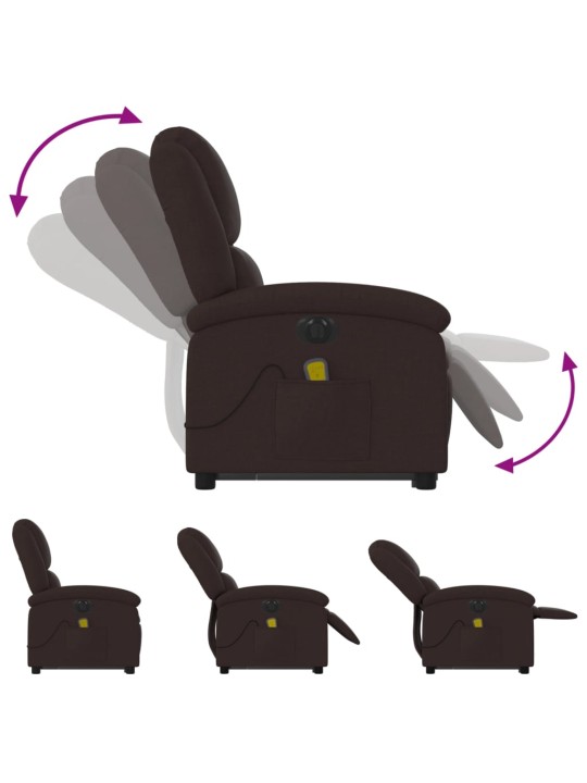 Elektrisks masāžas krēsls, paceļams, atgāžams, brūns audums