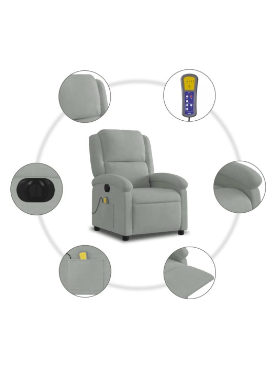 Elektrisks masāžas krēsls, atgāžams, gaiši pelēks samts