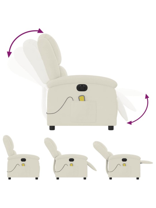 Elektrisks masāžas krēsls, atgāžams, krēmkrāsas samts
