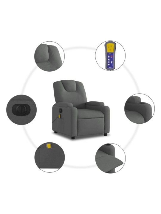 Elektrisks masāžas krēsls, atgāžams, tumši pelēks audums