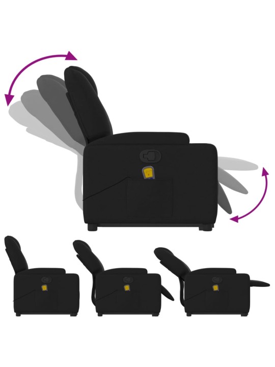 Masāžas krēsls, paceļams, atgāžams, melns audums