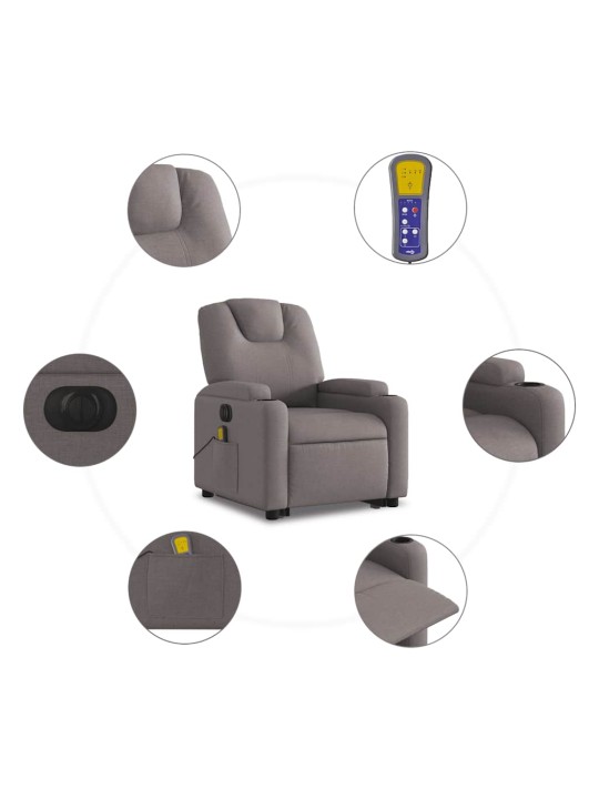 Elektrisks masāžas krēsls, paceļams, pelēkbrūns audums