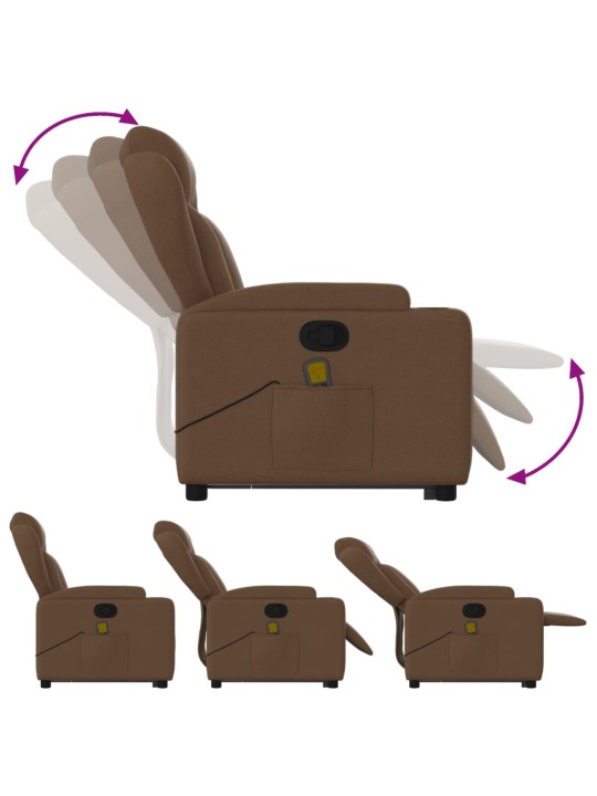 Masāžas krēsls, paceļams, atgāžams, brūns audums