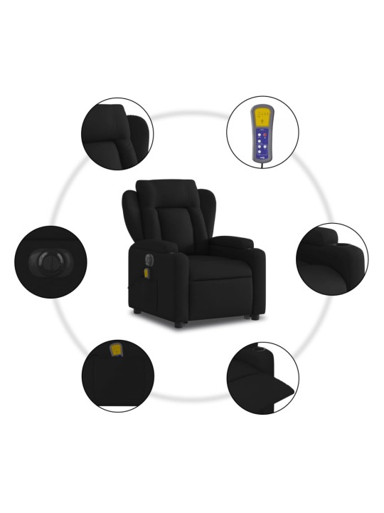 Elektrisks masāžas krēsls, paceļams, atgāžams, melns audums