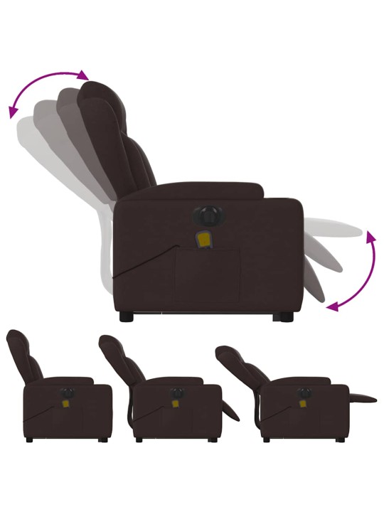 Elektrisks masāžas krēsls, paceļams, atgāžams, brūns audums