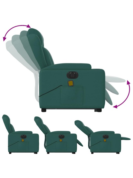 Elektrisks masāžas krēsls, paceļams, atgāžams, zaļš audums