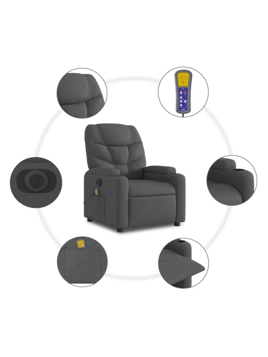 Elektrisks masāžas krēsls, paceļams, atgāžams, pelēks audums