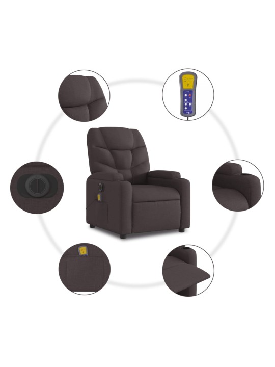 Elektrisks masāžas krēsls, paceļams, atgāžams, brūns audums