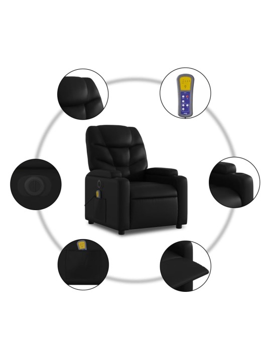 Elektrisks masāžas krēsls, atgāžams, melna mākslīgā āda