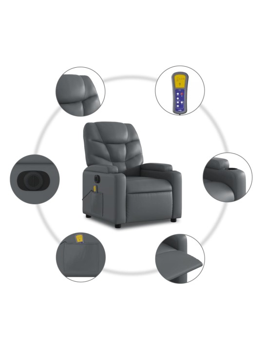 Elektrisks masāžas krēsls, atgāžams, pelēka mākslīgā āda