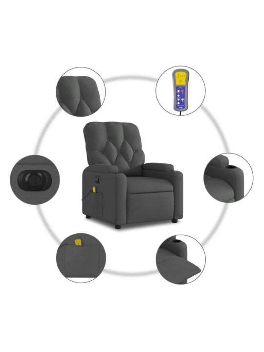 Elektrisks masāžas krēsls, atgāžams, tumši pelēks audums