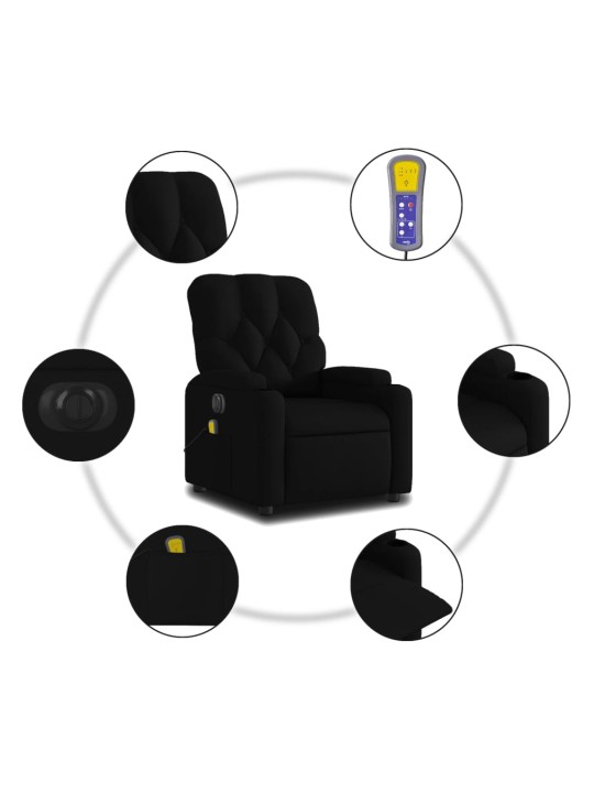 Elektrisks masāžas krēsls, atgāžams, melns audums