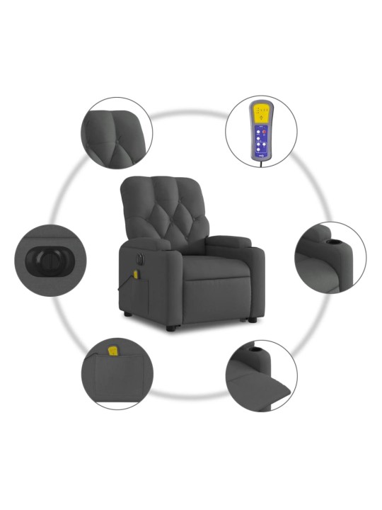 Elektrisks masāžas krēsls, paceļams, atgāžams, pelēks audums