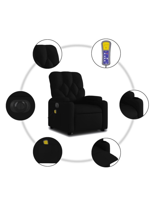 Elektrisks masāžas krēsls, paceļams, atgāžams, melns audums