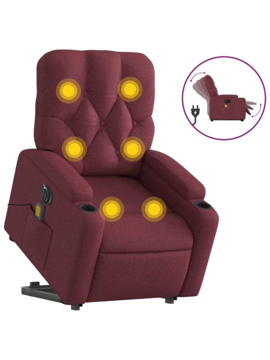 Elektrisks masāžas krēsls, paceļams/atgāžams, vīnsarkans audums