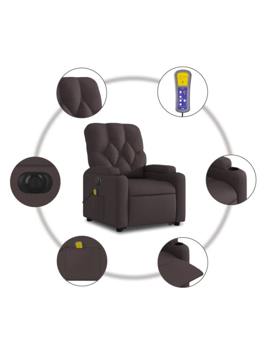 Elektrisks masāžas krēsls, paceļams, atgāžams, brūns audums