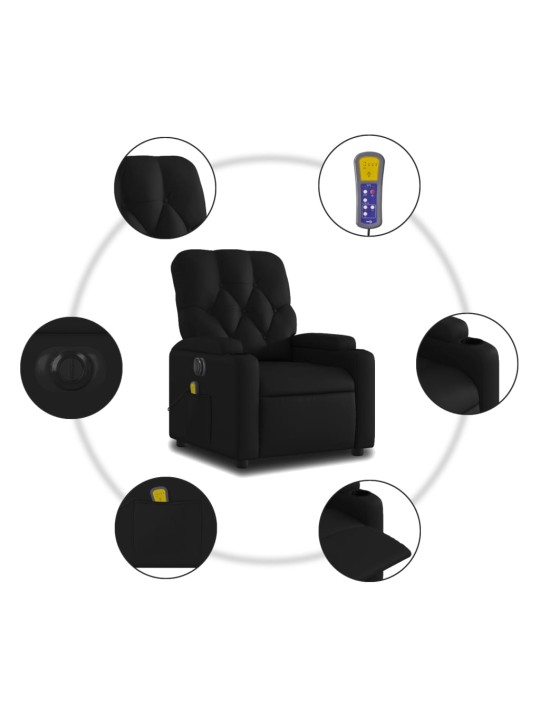 Elektrisks masāžas krēsls, atgāžams, melna mākslīgā āda
