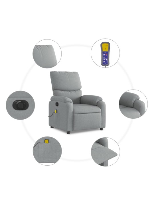 Elektrisks masāžas krēsls, atgāžams, gaiši pelēks audums