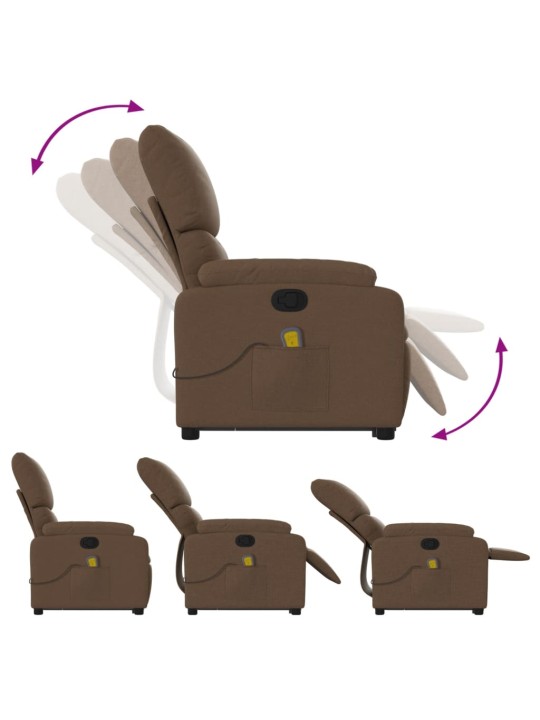 Masāžas krēsls, paceļams, atgāžams, brūns audums