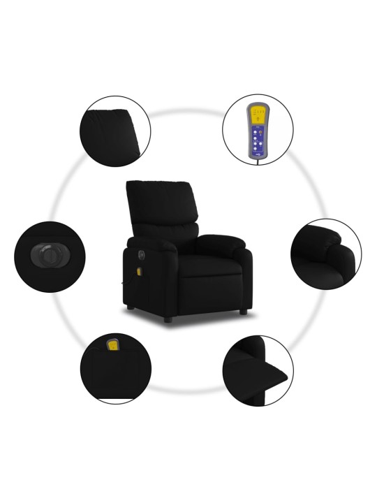 Elektrisks masāžas krēsls, atgāžams, melna mākslīgā āda