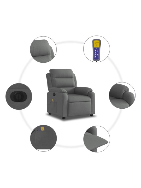 Elektrisks masāžas krēsls, atgāžams, tumši pelēks audums