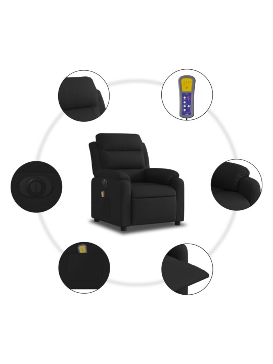 Elektrisks masāžas krēsls, atgāžams, melns audums