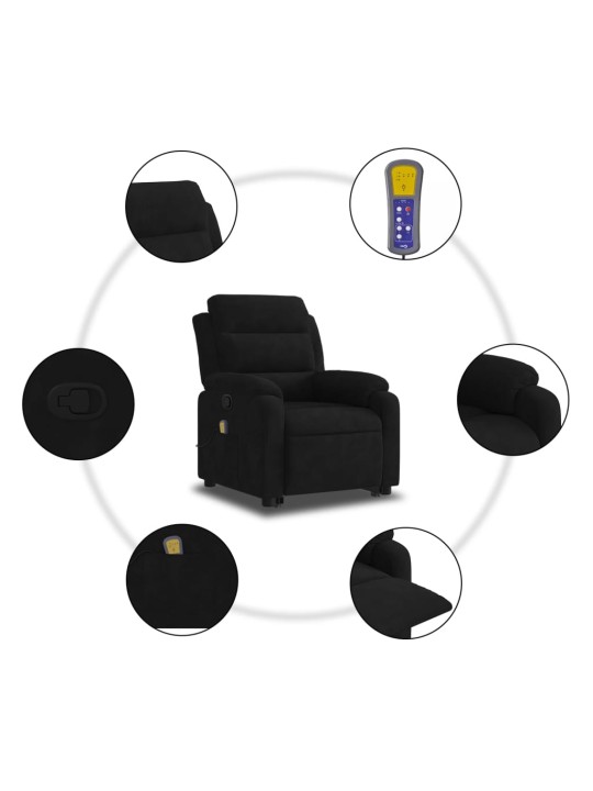Masāžas krēsls, paceļams, atgāžams, melns samts