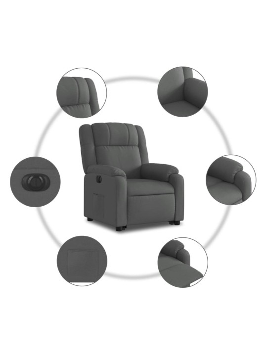 Elektrisks atpūtas krēsls, paceļams, atgāžams, pelēks audums