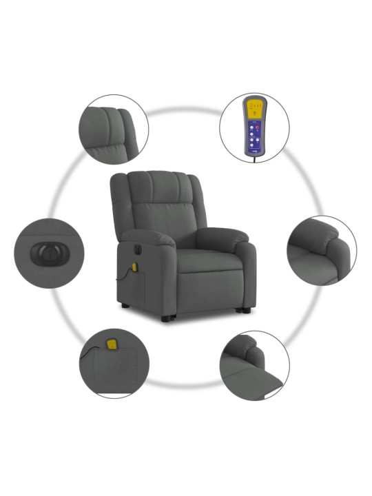 Elektrisks masāžas krēsls, paceļams, atgāžams, pelēks audums