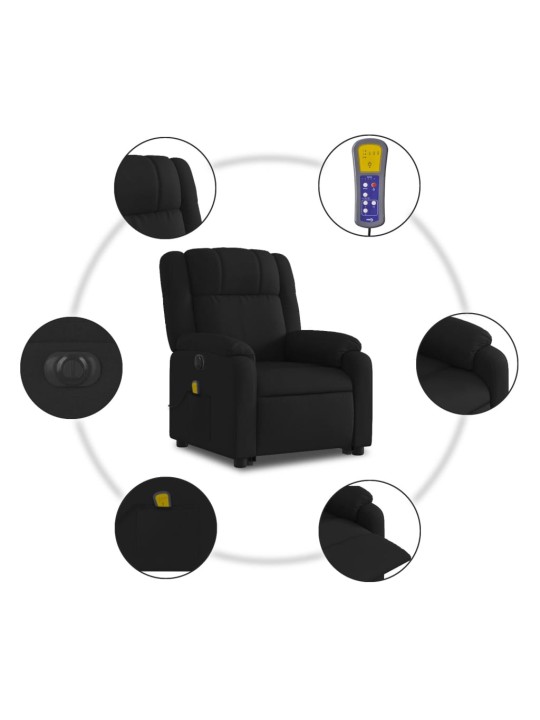 Elektrisks masāžas krēsls, paceļams, atgāžams, melns audums