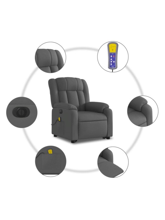 Elektrisks masāžas krēsls, paceļams, atgāžams, pelēks audums